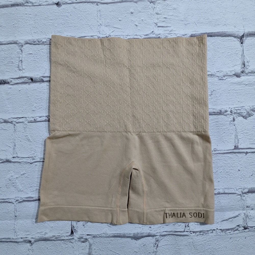 Thalia Sodi Tummy Control Shaping Girl Shorts Knit Waist Beige Nude Tan